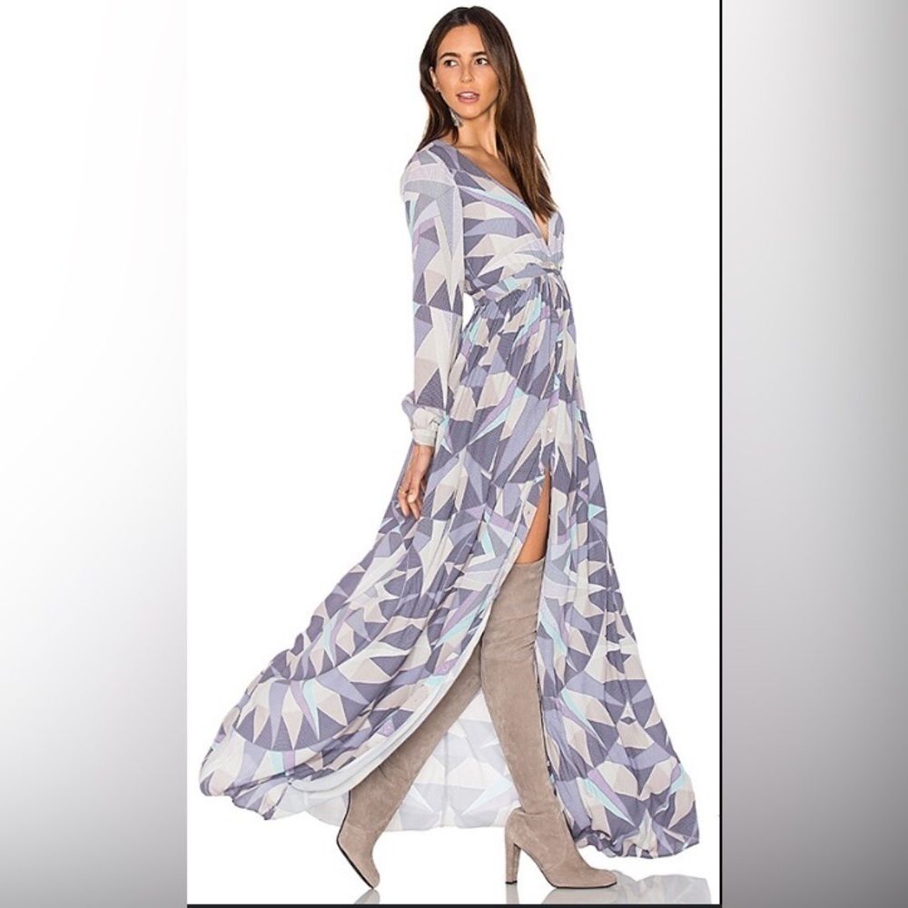 Mara Hoffman Compass long sleeve Maxi dress. NWT. Lavender. Geometric print Sz 2